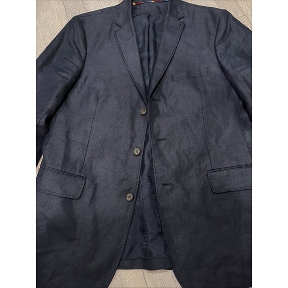 J Crew Mens Navy Blue Cotton Irish Linen Chino Blazer Jacket Sz 42R Sport Coat - Picture 2 of 9
